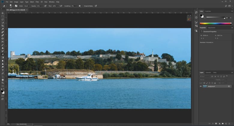 image of a boat opened in photoshop