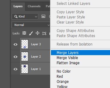Photoshop merge layers option