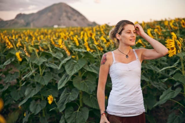 Girl in a Sunflower field