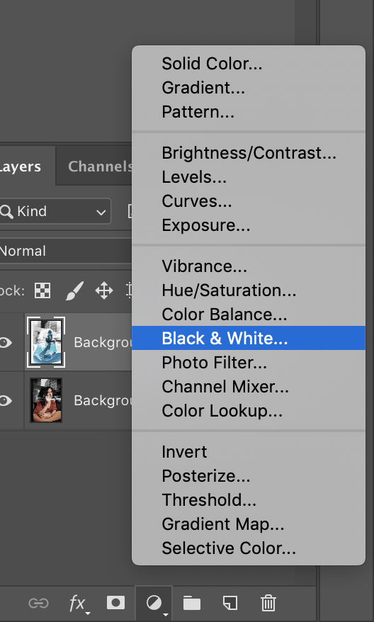 Black & White adjustment layer Photoshop