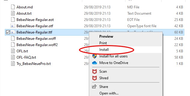 right-click install font windows
