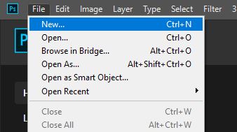 File New document photoshop