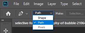 Pen tool in Path option Photoshop