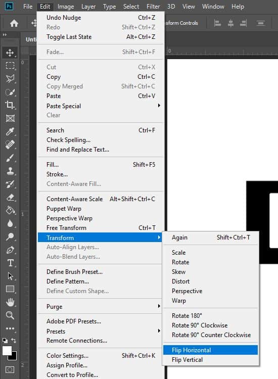 flip horizontal photoshop transform