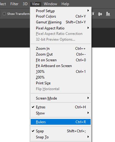 Photoshop menu rulers