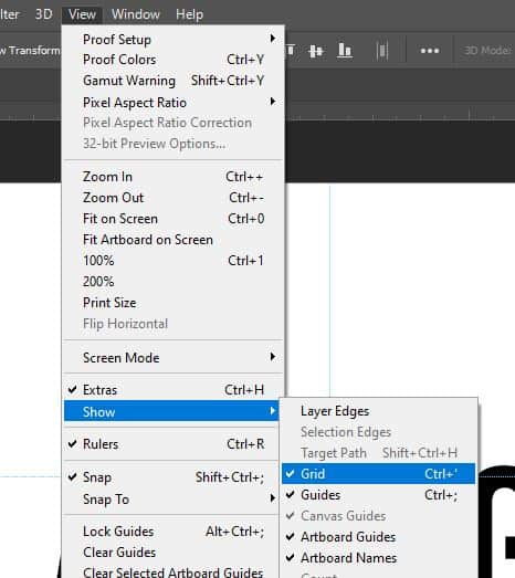 Show Grid in Photoshop