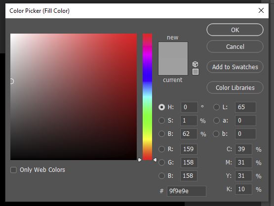 color picker window in photoshop