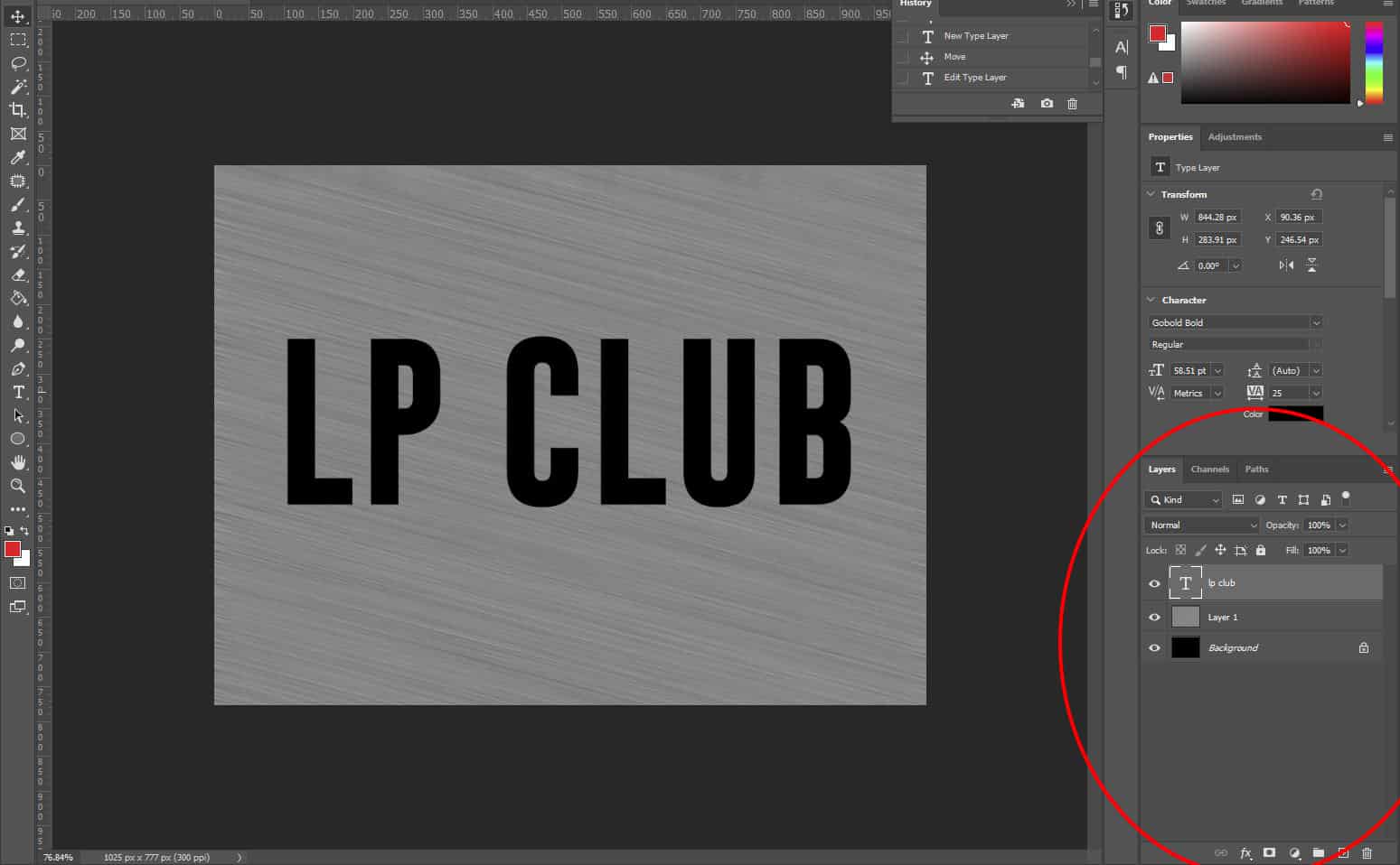 photoshop layer panel highlighted