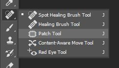 patch tool in Photoshop toolbar