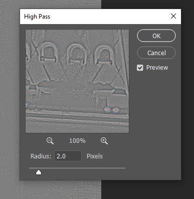 high pass filter option window photoshop