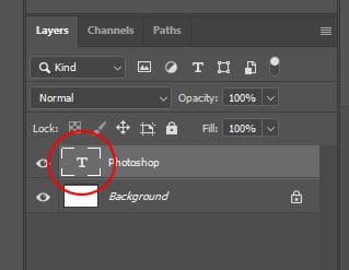 text layer in photoshop