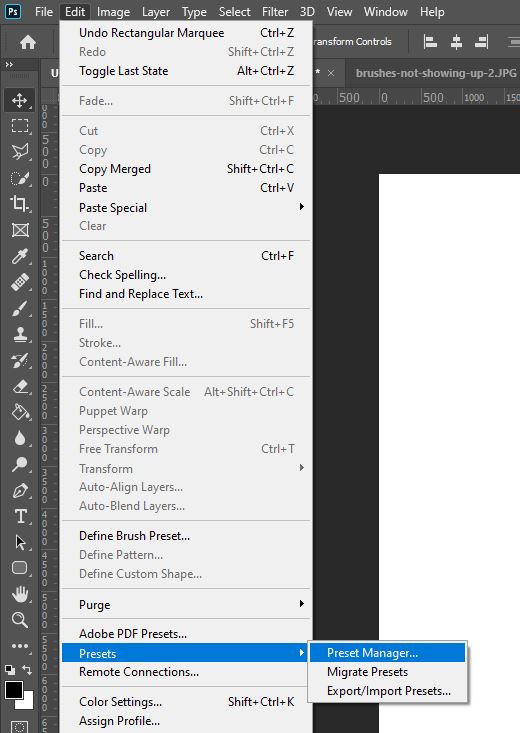 in cs3 photoshop why does my define brush preset not work