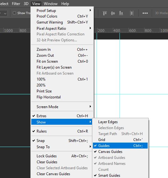 photoshop show grid and guides
