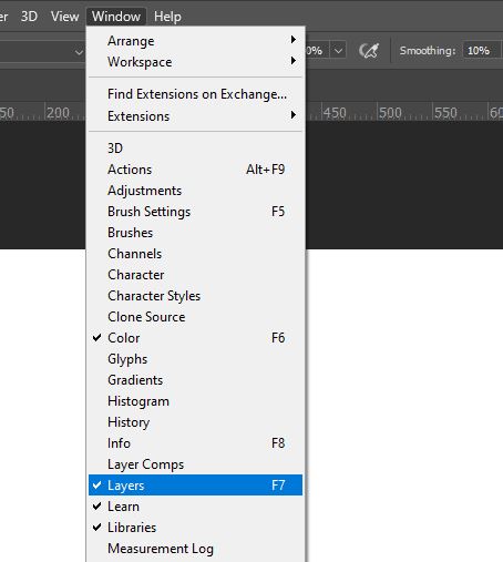 Photoshop show layers window