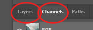 Photoshop layers and channels panel