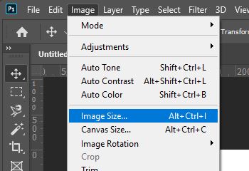 Photoshop menu image size