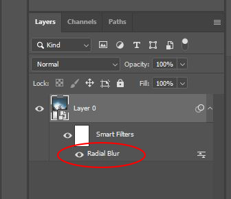 radial filter in the layer panel photoshop