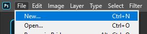 open new document in Photoshop