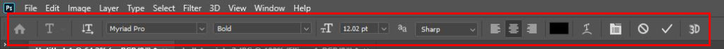 type tool option photoshop