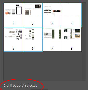 6 of 8 pages from pdf selected in photoshop