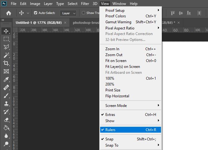 turn on ruler in photoshop