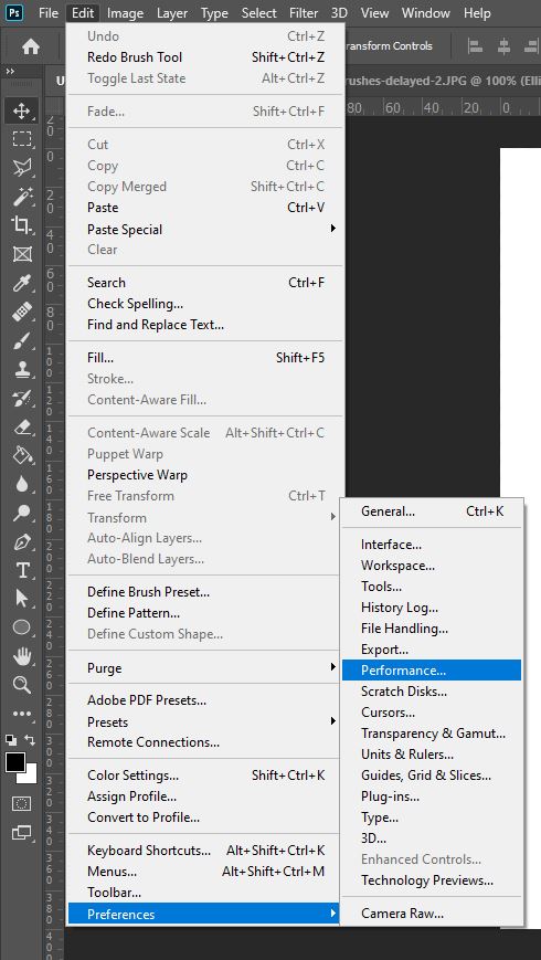 performance settings photoshop