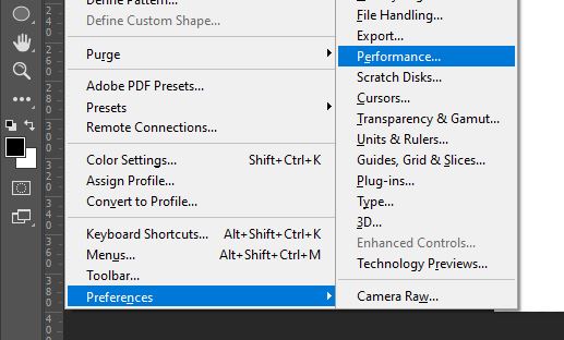 performance settings photoshop