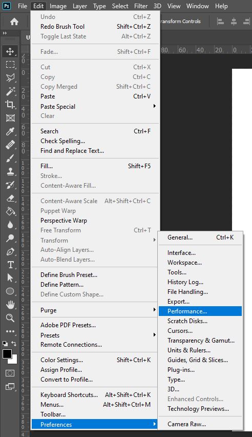 performance settings photoshop