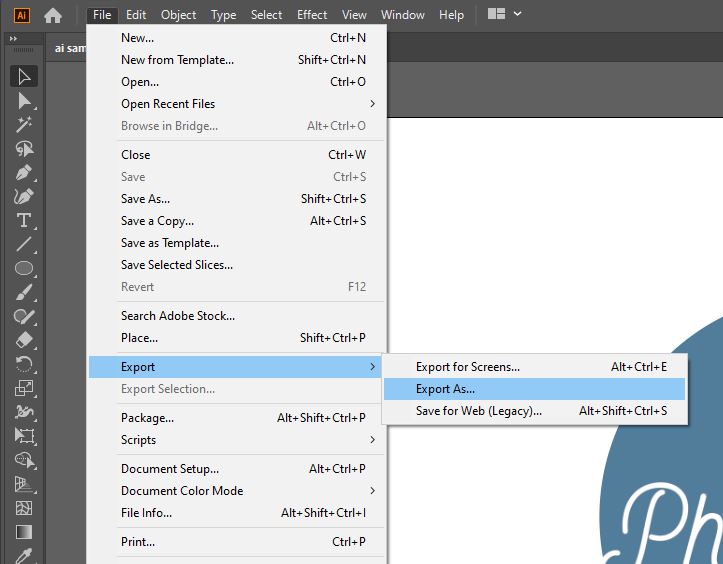 export as in illustrator