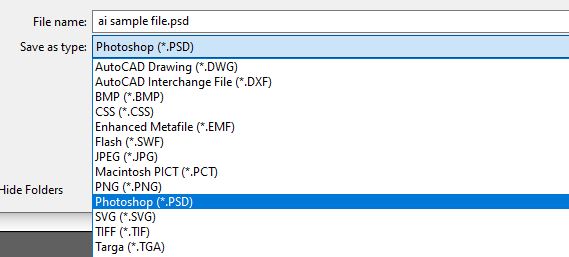 save as psd in illustrator