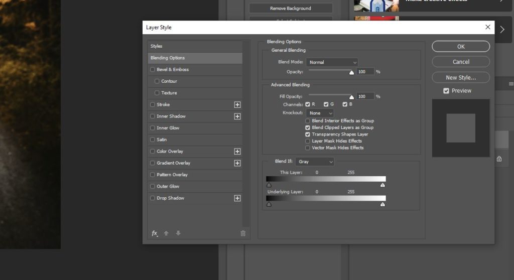 layer style option photoshop