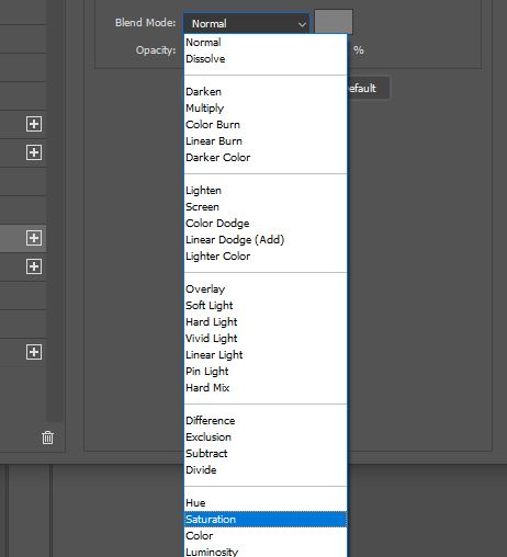 blend mode layer style option