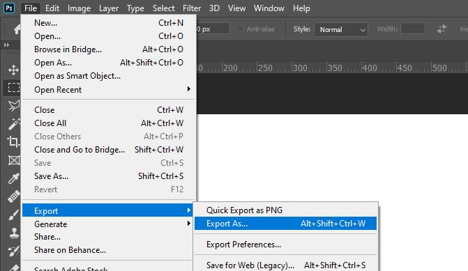 export as photoshop