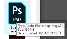 photoshop file size information