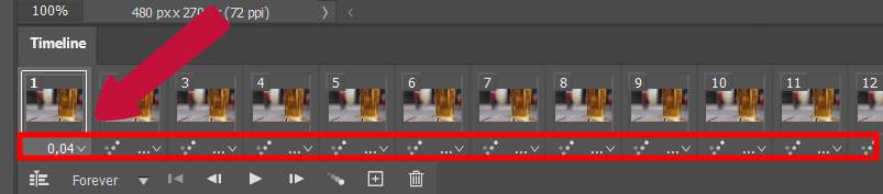 frames delay option photoshop gif