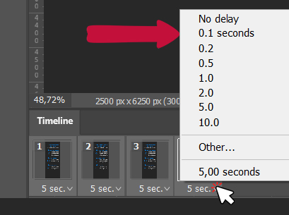 change frame delay in photoshop