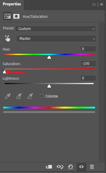 hue/saturation layer in photoshop with saturation sets to 0