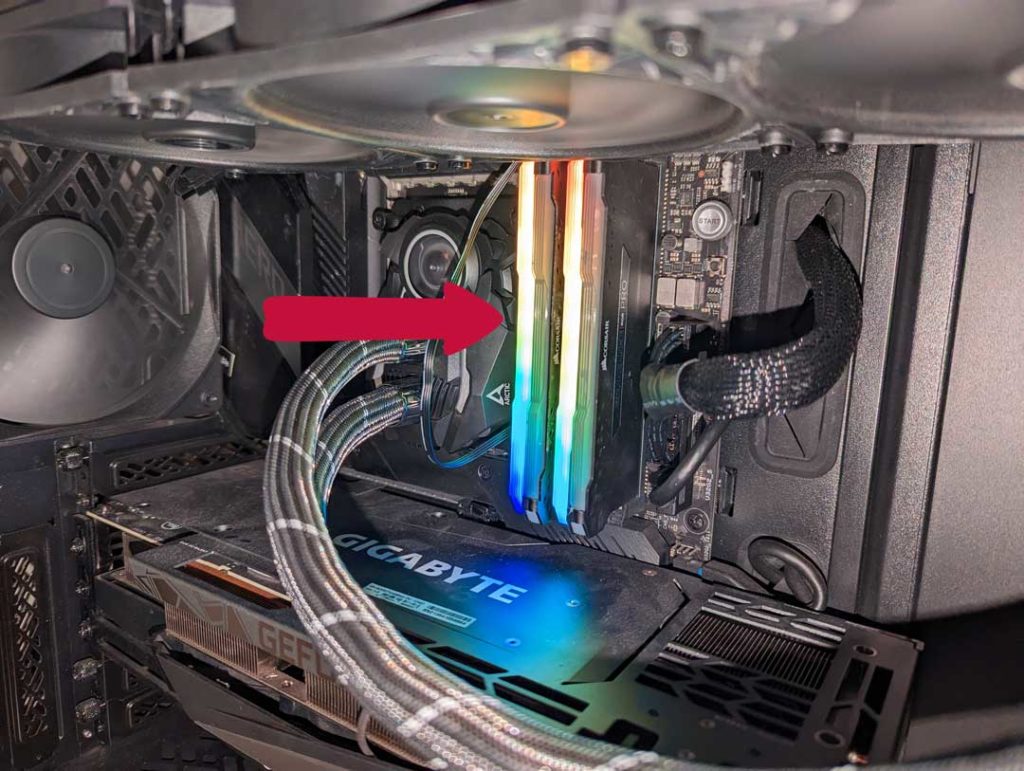 colorful memory sticks inside a computer