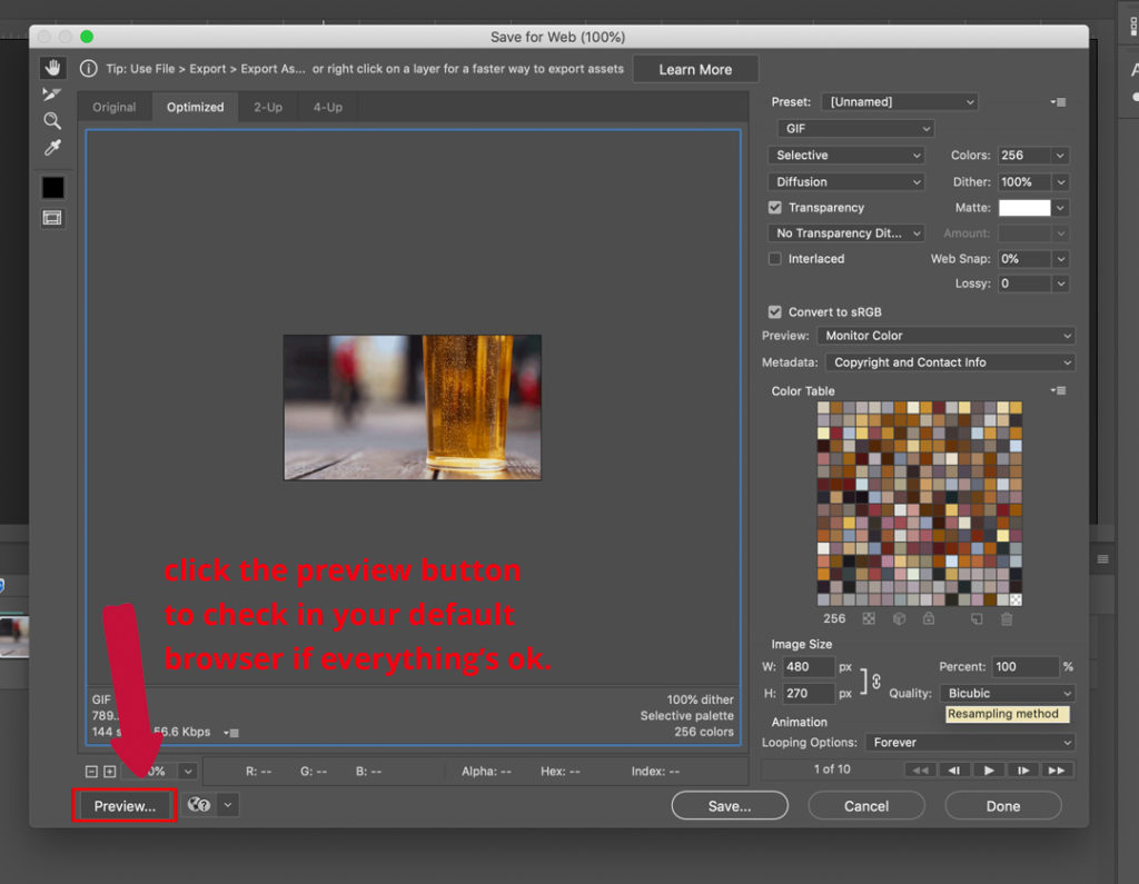 preview a gif animation with Photoshop